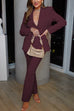 Mixiedress One Button Pocketed Blazer and Straight Leg Pants Power Suit Set