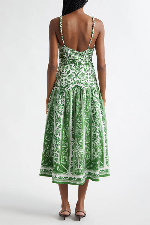 Strappy Backless Botanical Garden Print Maxi Dress