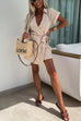Mixiedress Wrap V Neck Tie Knot Shorts Romper