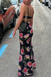 Mixiedress Floral Print Mesh Maxi Fishtail Skirt