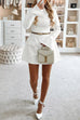 Mixiedress Mockneck Long Sleeves Waisted Mini Dress