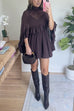 High Neck Sheer Ruffle Trim Cape Mini Dress