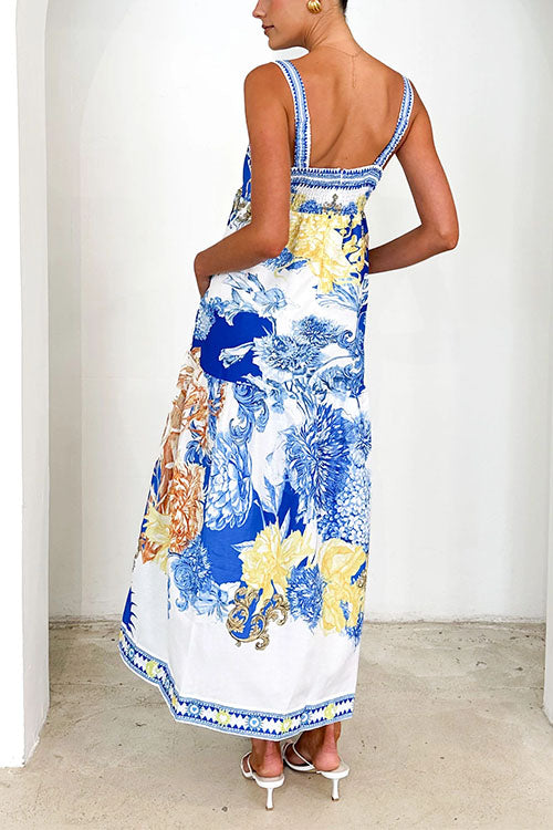 Mixiedress Pocketed Side Slit Printed Maxi Cami Dress