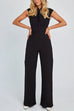 Mixiedress Chic Cap Sleeves Tie Waist Wide Leg Jumpsuit