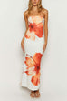 Mixiedress Strapless Tube Floral Print Maxi Vacation Dress