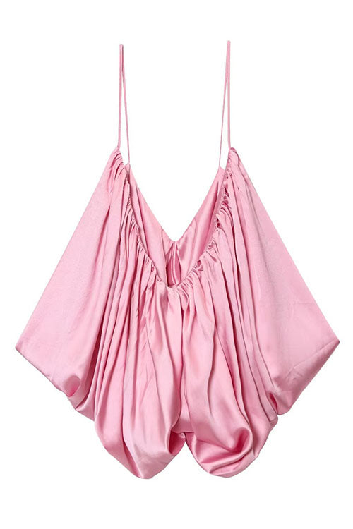 Mixiedress Spaghetti Strap Draped Satin Top