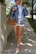 Mixiedress Vintage Button Down Pocketed Denim Jacket