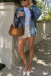 Mixiedress Vintage Button Down Pocketed Denim Jacket