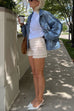 Mixiedress Vintage Button Down Pocketed Denim Jacket