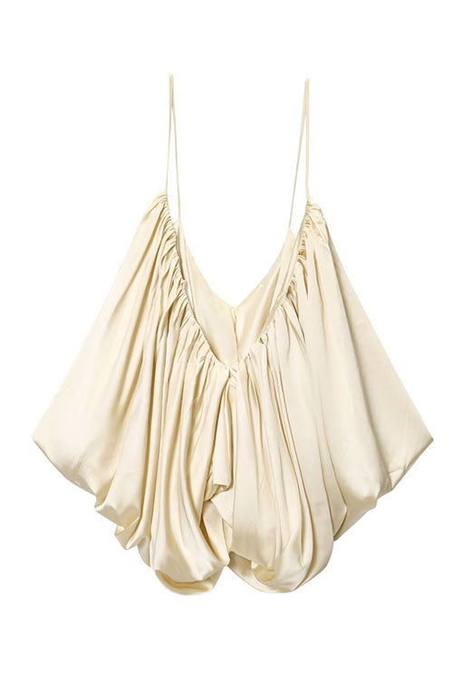 Mixiedress Spaghetti Strap Draped Satin Top