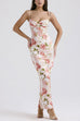 Mixiedress Floral Print Back Slit Bustier Maxi Sling Dress