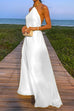 Mixiedress Chain Halter Open Back Maxi Swing Dress