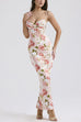 Mixiedress Floral Print Back Slit Bustier Maxi Sling Dress