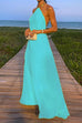 Mixiedress Chain Halter Open Back Maxi Swing Dress