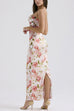 Mixiedress Floral Print Back Slit Bustier Maxi Sling Dress