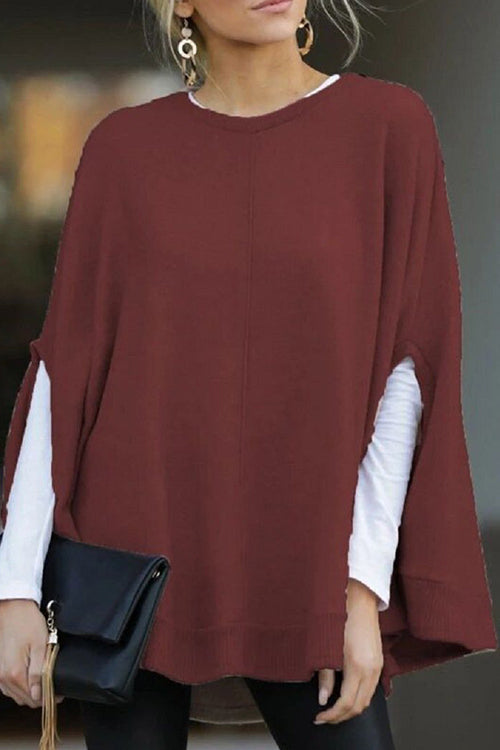 Mixiedress Crewneck Batwing Sleeve Cloak Top