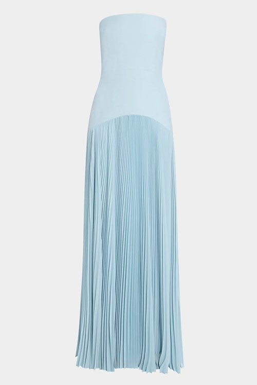 Mixiedress Strapless Tube Patchwork Pleated Maxi Dress