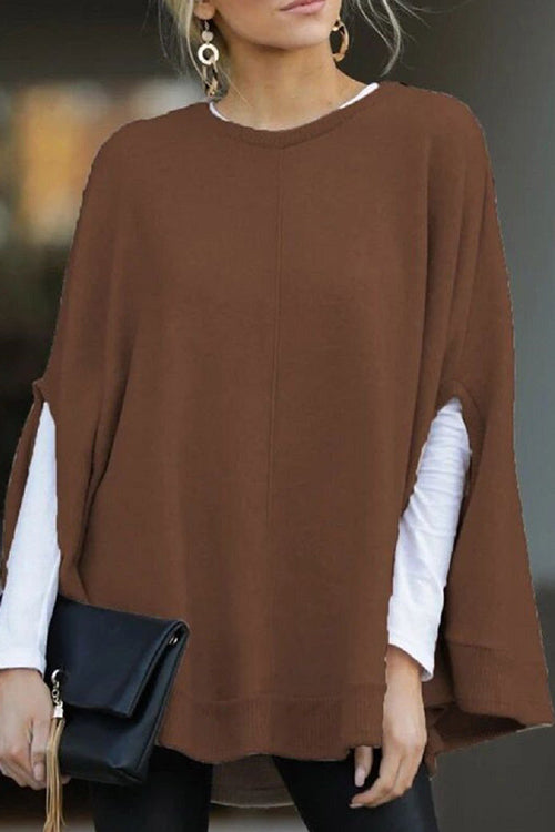 Mixiedress Crewneck Batwing Sleeve Cloak Top