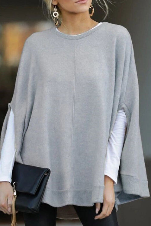 Mixiedress Crewneck Batwing Sleeve Cloak Top