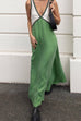 Mixiedress V Neck Color Block Sleeveless Maxi Swing Dress