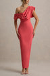 Draped One Shoulder Bodycon Maxi Party Dress
