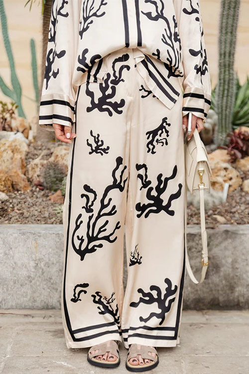 Mixiedress Wide Leg Reef Print Satin Pants