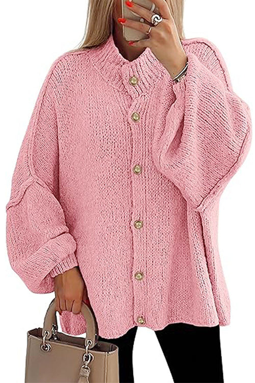 Mixiedress Button Up Balloon Sleeves Sweater Cardigan