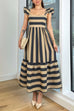 Mixiedress Square Neck Ruffle Sleeves Striped Maxi Dress