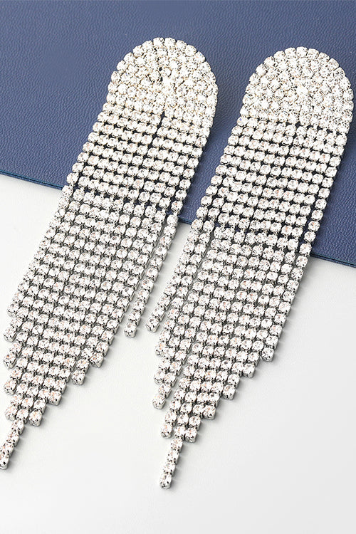 Mixiedress Sparkly Luxury Rhinestone Dangle Tassel Earrings