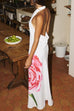 Mixiedress Halter Cowl Neck Backless Floral Print Maxi Dress