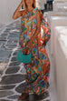 Tie Knot One Shoulder Unique Print Maxi Vacation Dress