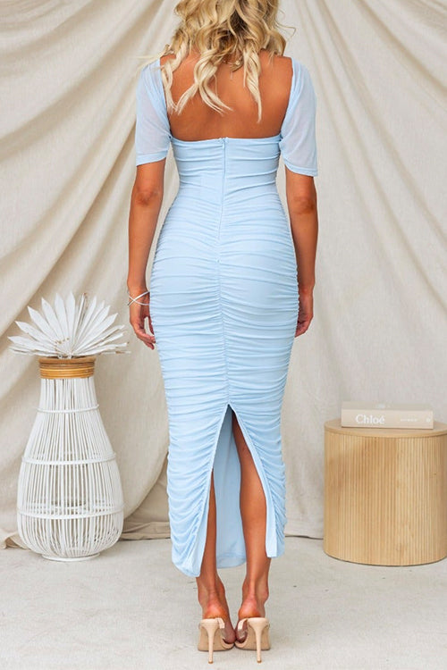 Mixiedress Off Shoulder Ruched Bodycon Maxi Party Dress