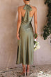 Mixiedress Sleeveless Cowl Neck Open Back Side Slit Midi Dress