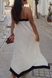 Mixiedress Spaghetti Strap V Neck Color Block Maxi Holiday Dress