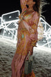Mixiedress Unique Print Lantern Long Sleeves Blouse Shirt and Wide Leg Pants Holiday Outfit Set