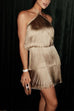 Mixiedress Halter Ruffle Tiered Fringe Mini Party Dress