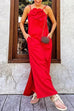 Mixiedress 3D Flower Side Slit Cotton Linen Maxi Cami Dress