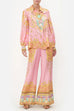 Mixiedress Unique Print Lantern Long Sleeves Blouse Shirt and Wide Leg Pants Holiday Outfit Set
