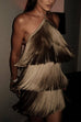 Mixiedress Halter Ruffle Tiered Fringe Mini Party Dress