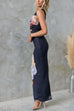 Mixiedress One Shoulder Cut Out Lace Splice Floral Maxi Bodycon Dress