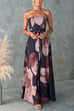 Strapless Tie Waist Floral Print Flowy Maxi Dress
