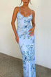 Mixiedress Spaghetti Strap V Neck Floral Print Bodycon Maxi Dress