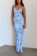Mixiedress Spaghetti Strap V Neck Floral Print Bodycon Maxi Dress