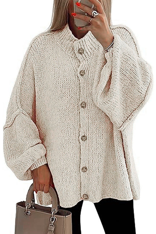 Mixiedress Button Up Balloon Sleeves Sweater Cardigan