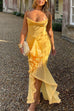 Mixiedress Spaghetti Strap Mesh Splice Draped Ruffle Maxi Dress