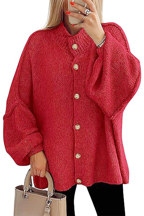 Mixiedress Button Up Balloon Sleeves Sweater Cardigan