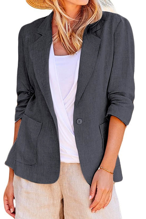 Mixiedress Notch Lapel One Button Casual Blazer