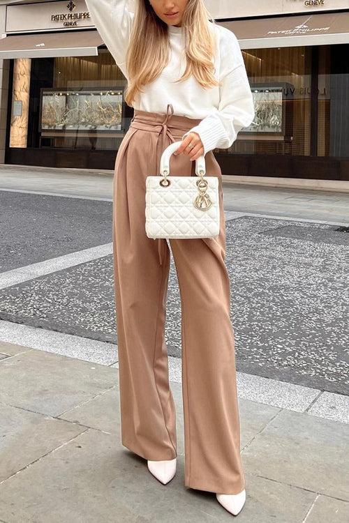 Mixiedress High Waist Business Wide Leg Palazzo Pants