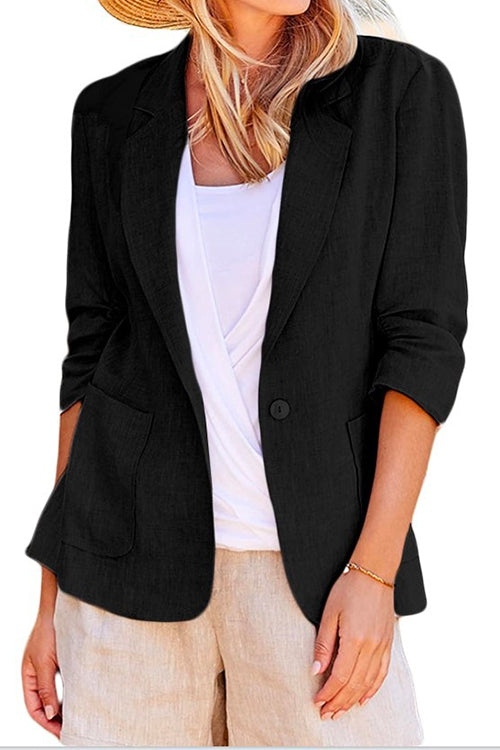 Mixiedress Notch Lapel One Button Casual Blazer