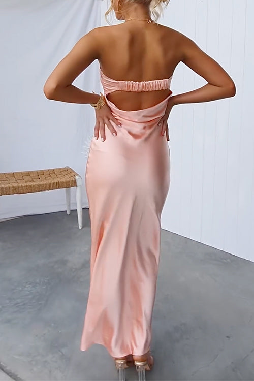 Mixiedress Strapless Tube Backless Satin Maxi Dress